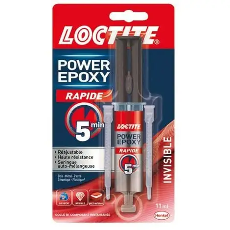 LOCTITE - Loctite Colle Epoxy Rapide 5min Invisible Seringue 11ml 1 LOCTITE - Loctite Colle Epoxy Rapide 5min Invisible Seringue 11ml