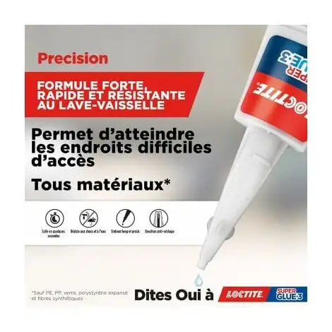 Loctite Super Glue-3 Précision, Colle Forte Pour Réparations Précises, Colle Liquide Tous Matériaux, Colle Transparente à Séchage Rapide, Flacon 5 G 2 Loctite Super Glue-3 Précision, Colle Forte Pour Réparations Précises, Colle Liquide Tous Matériaux, Colle Transparente à Séchage Rapide, Flacon 5 G – Image 2