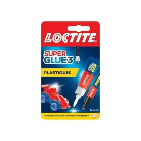 Loctite Super Glue-3 Spécial Plastiques, Colle Forte Pour Tout Plastique, Colle Transparente à Séchage Immédiat, Tube De Colle 2 G Et Stylo Activateur 4 Ml 1 Loctite Super Glue-3 Spécial Plastiques, Colle Forte Pour Tout Plastique, Colle Transparente à Séchage Immédiat, Tube De Colle 2 G Et Stylo Activateur 4 Ml